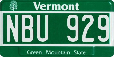 VT license plate NBU929