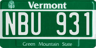 VT license plate NBU931