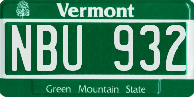 VT license plate NBU932