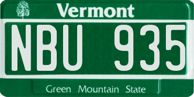 VT license plate NBU935