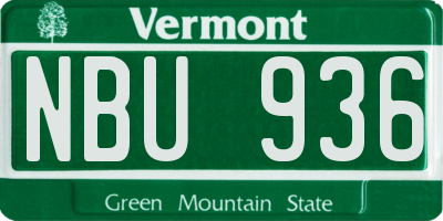VT license plate NBU936