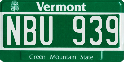 VT license plate NBU939