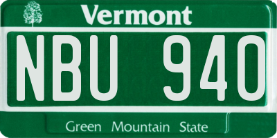 VT license plate NBU940