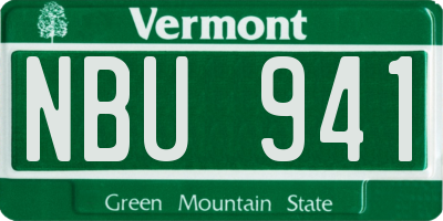 VT license plate NBU941