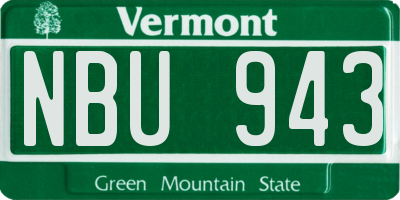VT license plate NBU943