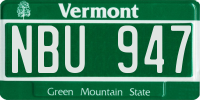 VT license plate NBU947