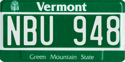VT license plate NBU948