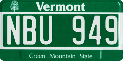 VT license plate NBU949