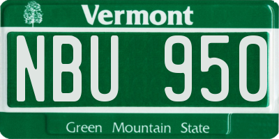 VT license plate NBU950