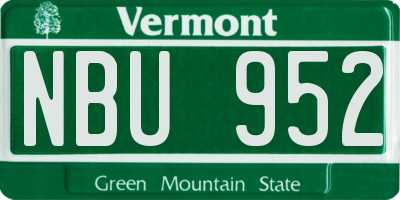 VT license plate NBU952