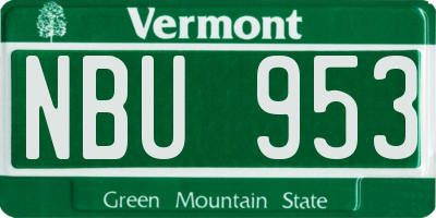 VT license plate NBU953