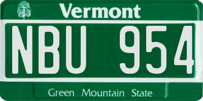 VT license plate NBU954
