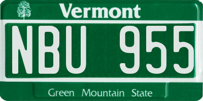 VT license plate NBU955