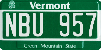 VT license plate NBU957