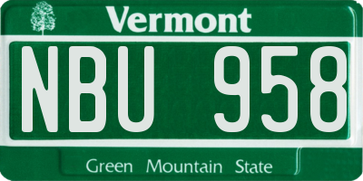VT license plate NBU958