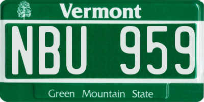 VT license plate NBU959