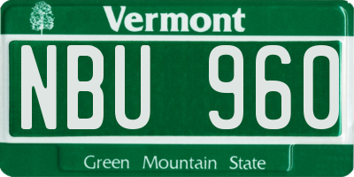 VT license plate NBU960