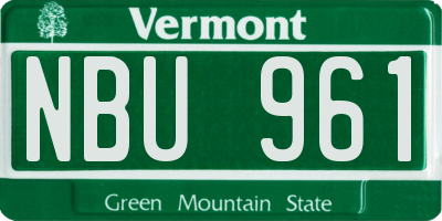 VT license plate NBU961