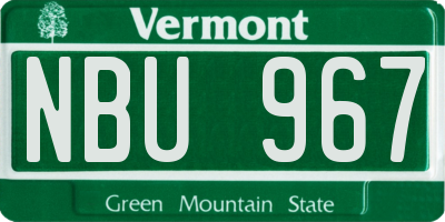 VT license plate NBU967
