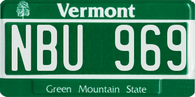 VT license plate NBU969