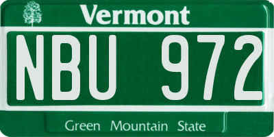 VT license plate NBU972
