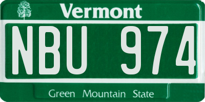 VT license plate NBU974