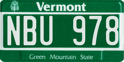 VT license plate NBU978
