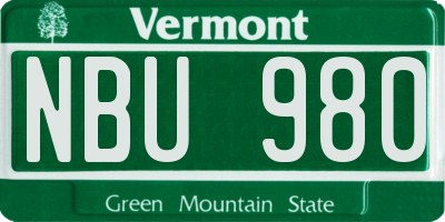 VT license plate NBU980