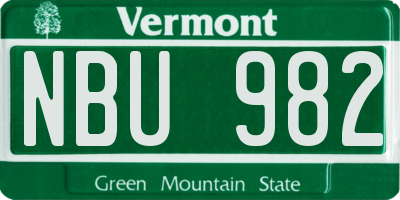 VT license plate NBU982