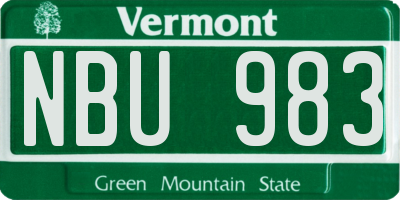 VT license plate NBU983