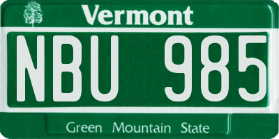 VT license plate NBU985