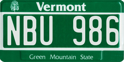 VT license plate NBU986