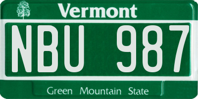 VT license plate NBU987