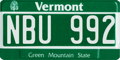 VT license plate NBU992