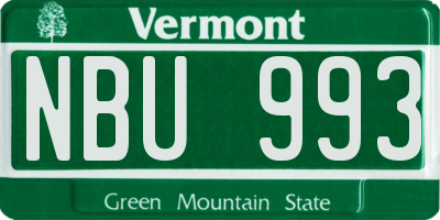 VT license plate NBU993