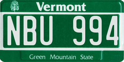VT license plate NBU994