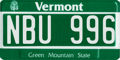 VT license plate NBU996