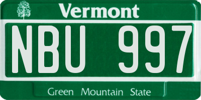 VT license plate NBU997