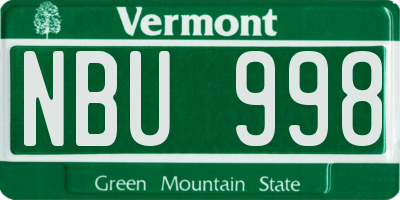 VT license plate NBU998