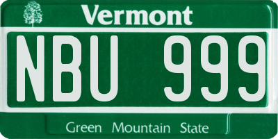 VT license plate NBU999