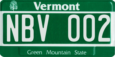 VT license plate NBV002