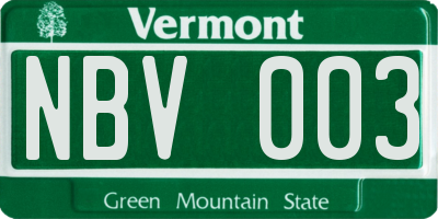 VT license plate NBV003