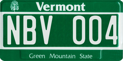 VT license plate NBV004