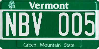 VT license plate NBV005