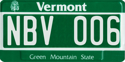 VT license plate NBV006