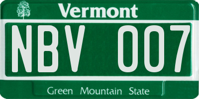 VT license plate NBV007