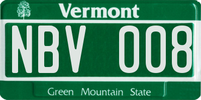 VT license plate NBV008