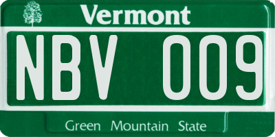VT license plate NBV009