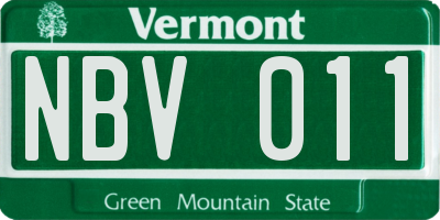 VT license plate NBV011
