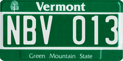 VT license plate NBV013